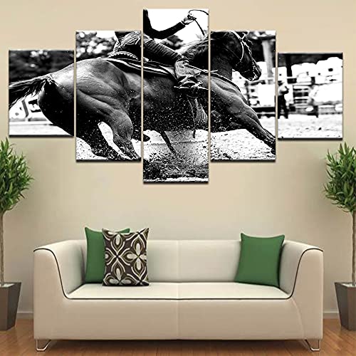 Arte 5 paneles marco lienzo pintura cartel equitación deporte impresión moderna alta definición carteles e impresiones A94 XXL