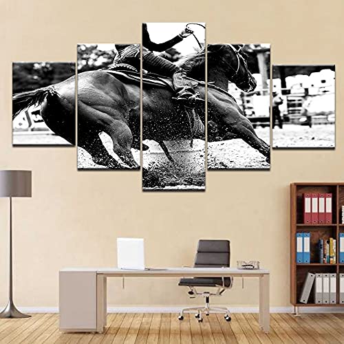 Arte 5 paneles marco lienzo pintura cartel equitación deporte impresión moderna alta definición carteles e impresiones A94 XXL
