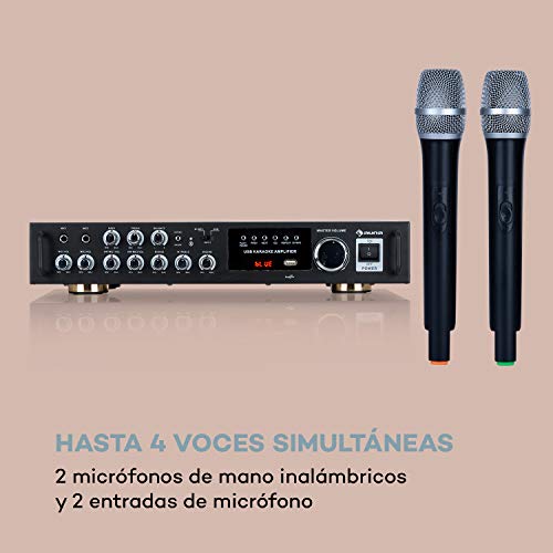 auna Karaoke Star 4 Karaoke - Equipo de Karaoke , 2 x 80 W de Potencia máx. , Bluetooth , USB , Entrada de línea , con micrófono y Cable de Altavoces , Negro