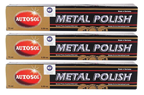 Autosol Metal Polish Chrome Shine 75ml, Paquete de 3