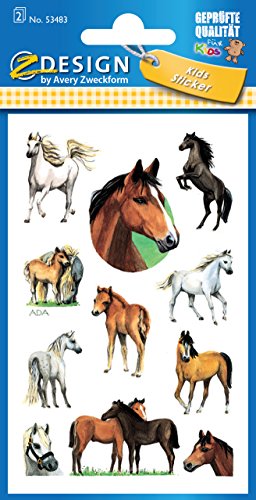 Avery Zweckform 53483 - Pegatinas para niños, modelo con caballos, 22 pegatinas