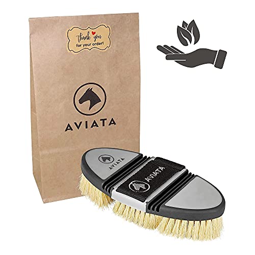 AVIATA ErgoFlex - Cepillo para raíces de caballo con cerdas naturales de fibra de palma para la limpieza y el cuidado