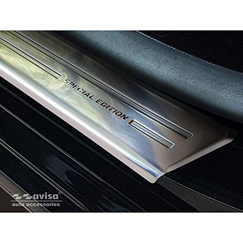 Avisa 2/15026 INOX Protectores de umbral de puerta para Citroen Berlingo Multispace Partner II 2008-2015 & Facelift 2015-& Opel Combo E Life/Peugeot Rifter 2018-'Special Edition' – 2 piezas