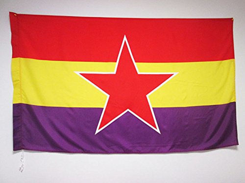 AZ FLAG Bandera ESPAÑA Republicana Estrella del EJÉRCITO Popular 150x90cm para Palo - Bandera DE LA Republica ESPAÑOLA 90 x 150 cm
