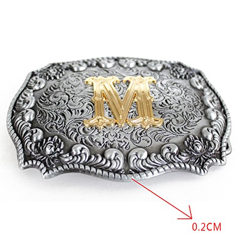 Bai You Mei Letra inicial del alfabeto Hebilla del cinturón de la cabeza Hombres de metal Western Cowboy hebillas de cinturón M