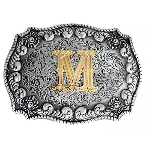 Bai You Mei Letra inicial del alfabeto Hebilla del cinturón de la cabeza Hombres de metal Western Cowboy hebillas de cinturón M