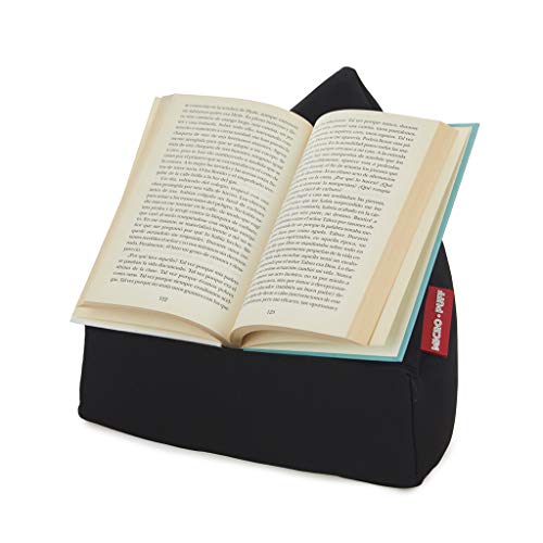 Balvi Soporte Tablet Micro Puff Color Negro Cojín para Tablet, Smartphone, e-Books Desenfundable con