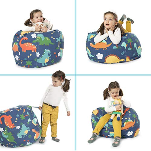 BANBALOO-Bolsa Puff para guardar juguetes de peluche-Saco almacenamiento para cojines y mantas convertible en sillón para niños-Organizador infantil lona algodón-Regalo original educativo.