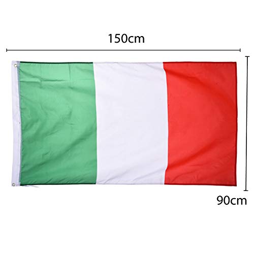 Bandera de Italia - 90 x 150 cm - con Anillos - Bandera Colgante para Eventos Deportivos Campeonato - para Copa Mundial y Euro - por TRIXES
