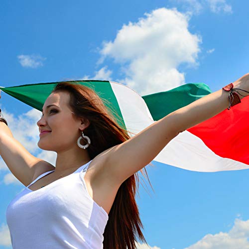 Bandera de Italia - 90 x 150 cm - con Anillos - Bandera Colgante para Eventos Deportivos Campeonato - para Copa Mundial y Euro - por TRIXES