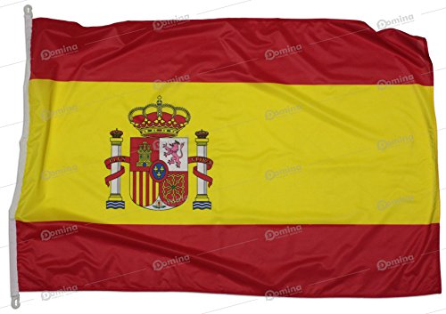 Bandera España 225x150 cm en tela náutico resistente al viento 115g/m², bandera española 225x150 lavable,bandera de Espana 225x150 con cordón,doble costura perimetral y cinta de refuerzo