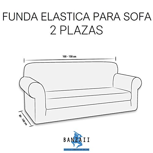 Banzaii Funda de Sofá Elástica Ajustable Protector para Sofá, Cubre Sofá 2 Plazas, Gris Made in Italy