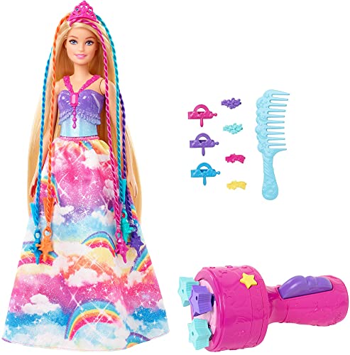 Barbie Dreamtopia Muñeca princesa de juguete con accesorio para hacer trenzas de colores y moda fantasía (Mattel GTG00)