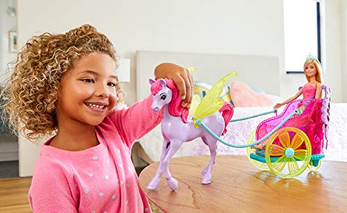 Barbie Dreamtopica muñeca de hada con carruaje con caballo de fantasia (Mattel GJK53)