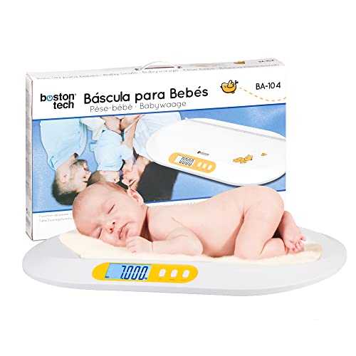 Bascula para bebés y Mascotas. Balanza digital con pantalla LCD Retro Iluminada y tallimetro con Función Tara, Ideal para calcular el peso de su bebe Recién Nacido capacidad 20Kg (44lb) Modelo BA104