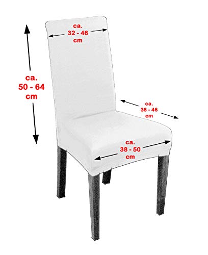 BEAUTEX Juego de 6 Fundas para sillas de Jersey, Funda elástica elástica de algodón bielástica, Color Seleccionable, Blanco