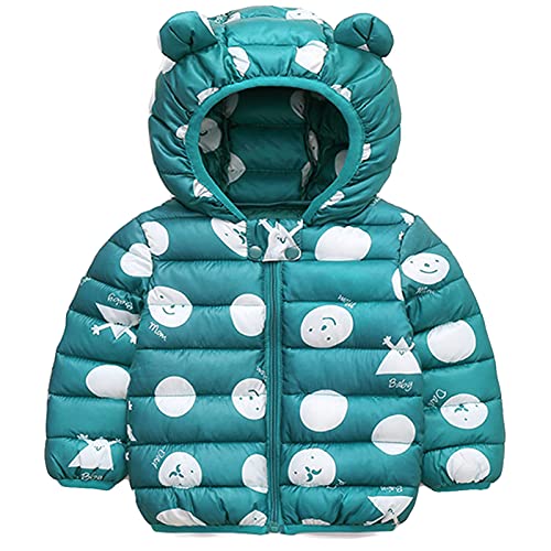 Bebé Chaqueta Invierno, Niños Niñas Abrigo con Capucha Traje de Nieve Manga Larga Outfits Calentar Warmer Regalos Ropa 2-3 años,Verde