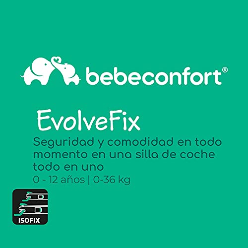 Bebe Confort EvolveFix, Silla de coche ISOFIX giratoria 360, 0-36 kg, Grupo 0/1/2/3 desde el nacimiento hasta los 12 años, Reclinable y evolutiva, Night Black (negro)