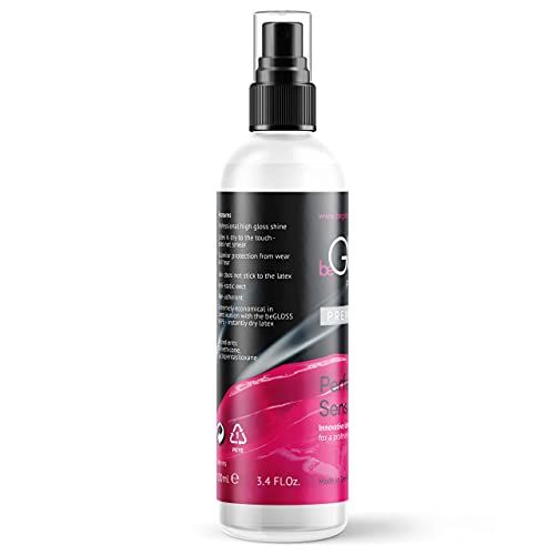 beGLOSS Perfect Shine Premium Spray + Wipe – Esmalte de látex – Último brillo alto – El lubricante para el pulido y el cuidado de prendas de goma y látex.