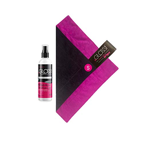 beGLOSS Perfect Shine Premium Spray + Wipe – Esmalte de látex – Último brillo alto – El lubricante para el pulido y el cuidado de prendas de goma y látex.