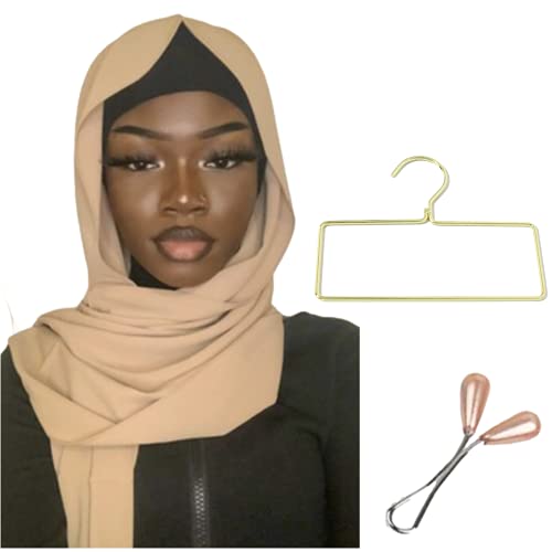 Belinia Prestige, velo de seda de medina, para mujer musulmana + 1 percha + 1 alfiler color aleatorio, marrón, XXX-Large