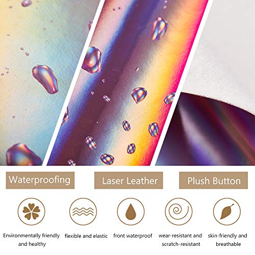 BENECREAT 9 PCS Hojas de Piel Sintética Holográficas 9 Colores (30x20cm) Tela de Cuero sintético de Láser Impermeable para Artesanía y Manualidad