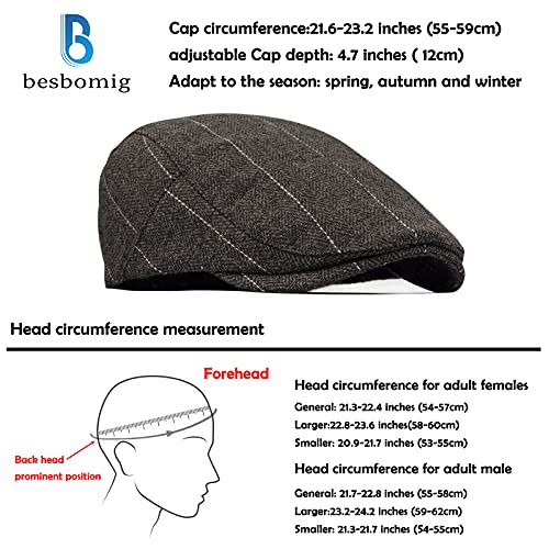 besbomig Newsboy Casquillo Plano Sombreros Boinas Flat Cap para Hombre - Wool Felt Moda Vintage Estilo Británico Casquillo