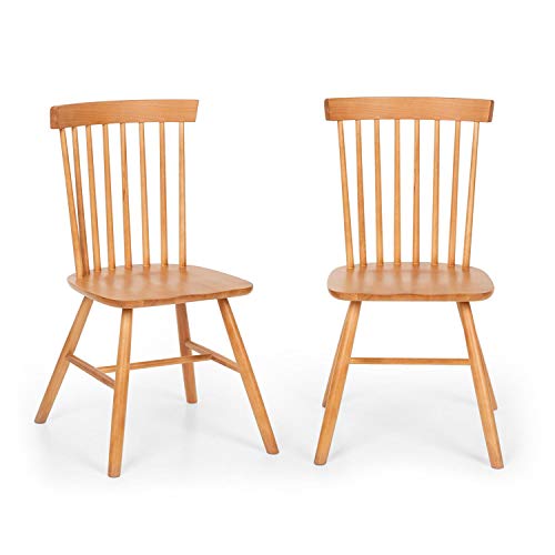 Besoa Fynn par de sillas – Madera de Haya, diseño Windsor, se Adapta Bien a la Mesa de Vidrio Nilsson de Besoa, Madera