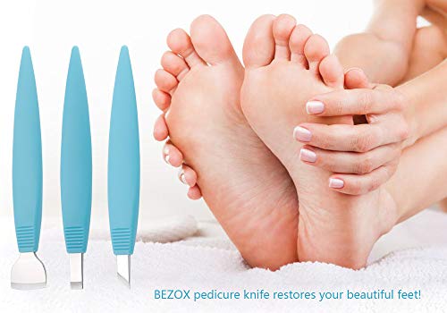 BEZOX Cortacallos de Acero Inoxidable - Rascador de Callos profesional/Cuchillo de pedicura de manicura para cuidados de pedicura Pedicure de callos