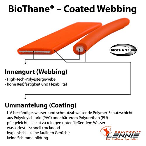 BioThane Línea de remolque (seguimiento de correa) 13mm en 25 colores / 1-30 metros [5m] / cosido / sin lazo de mano