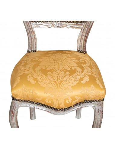 Biscottini Sillas Luigi XVI 90 x 42 x 45 cm | Silla estilo francés antiguo plata | Sillón dormitorio | Sillas estilo barroco