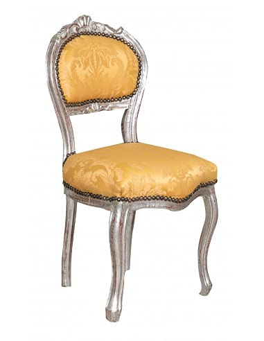 Biscottini Sillas Luigi XVI 90 x 42 x 45 cm | Silla estilo francés antiguo plata | Sillón dormitorio | Sillas estilo barroco