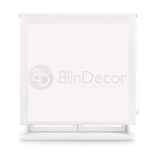 Blindecor Ara Estor enrollable translúcido liso, Blanco roto, 100 x 175 cm (con soporte), Manual