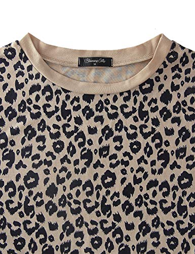 BMJL Camiseta de Manga Corta con Estampado de Leopardo para Mujer de Camiseta de Manga Corta