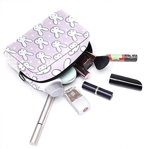 Bolsa de brochas de maquillaje personalizable, bolsa de aseo portátil para mujeres, bolso cosmético, organizador de viaje, lindo conejo, bozales y lunares