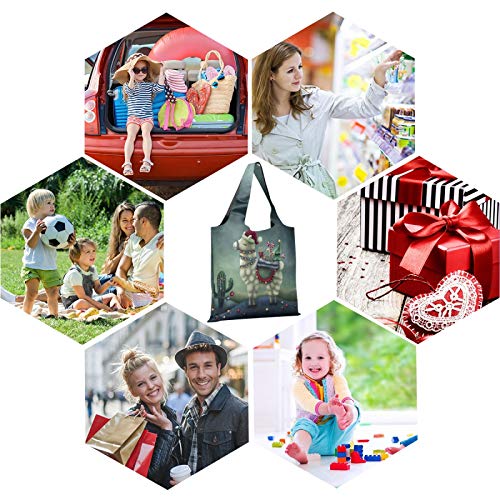 Bolsas de compras reutilizables – Bonito sombrero de llama, bolsa plegable, grande, ligera, reutilizable, con bolsa