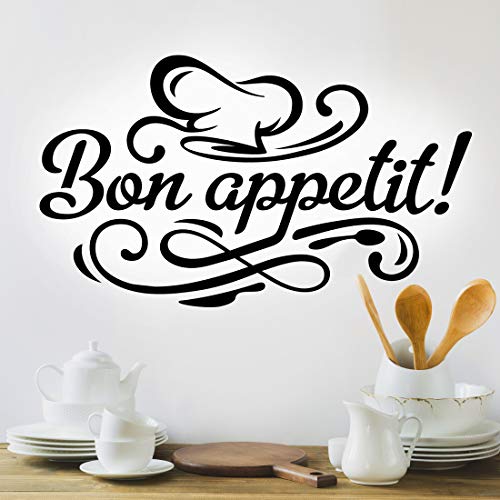 Bon appetit - Adhesivo decorativo para pared, diseño con texto en inglés "Bon appetit"