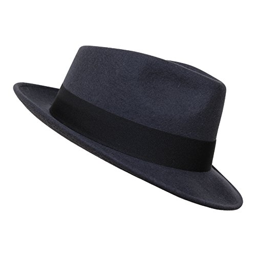Borges & Scott B&S Premium Doyle – Sombrero de lágrima Fedora - 100% Fieltro de Lana - Enrollable para Viajes - Resistente al Agua - Gris Oscuro 60cm