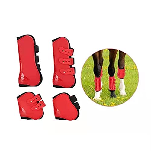 Botas clásicas de tendón de caballo, juego de cuatro, botas y nudillos para las patas delanteras, mallas de salto,protectores caballos，herraduras para caballos，polainas(Size:METRO,Color:marrón)