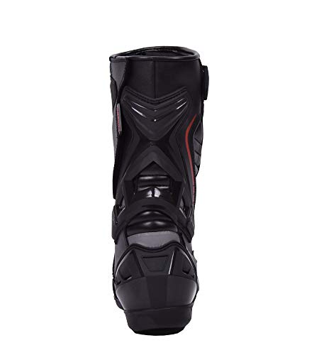 Botas de moto Hombre, botas de cuero deportivas, impermeables, de cuero, protectores rígidos integrados estables, con protección de tobillo, negro - 42