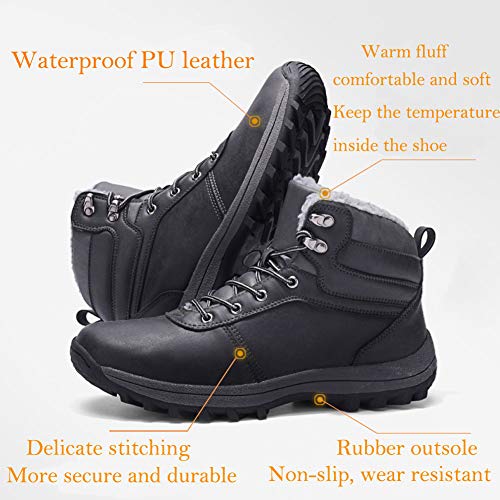 Botas de Nieve Hombre Impermeable Botas de Invierno Antideslizante Calientes Botines Sneakers Negro 44