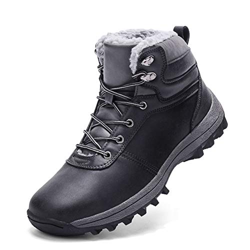 Botas de Nieve Hombre Impermeable Botas de Invierno Antideslizante Calientes Botines Sneakers Negro 44