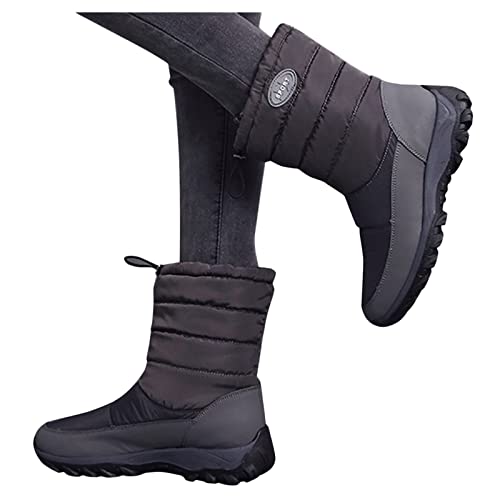 Botas De Nieve Mujer botas de montar a caballo botas de agua forradas botas de agua hispanitas mujer botas goticas botas verano mujer 2025 botas nieve mujer botas cowboy （F015Gray, UK41)
