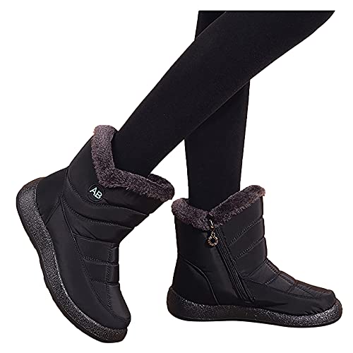 Botas De Nieve Mujer Zapatos Invierno Botas de Nieve para Mujer Hombres Botines Moda Calentar Forrado Botas Tacon Zapatillas Planas 2021 Impermeable (A14Black, EU40)