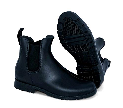 Botines de PVC Cardiff, color negro, con inserto elástico, para adultos, de PVC, de Jodhpur, de equitación, de PVC, de media bota, de goma, talla 39, color negro