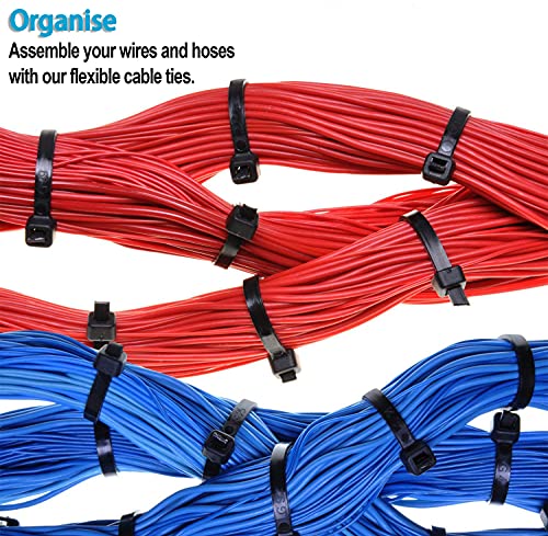 Bridas de Plastico para Cables, 200 Piezas de Cable Corbatas, 200mm x 3.6mm Bridas de Nailon, Brida nylon(Negro)