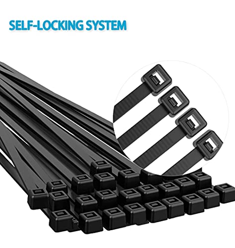 Bridas de Plastico para Cables, 200 Piezas de Cable Corbatas, 200mm x 3.6mm Bridas de Nailon, Brida nylon(Negro)