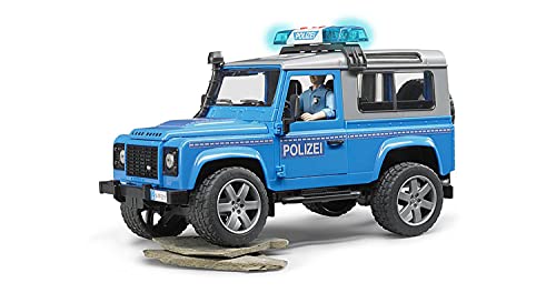 Bruder 02597 - Estación de Land Rover Defender Carro del Coche de policía con la policía y el Equipo, Azul