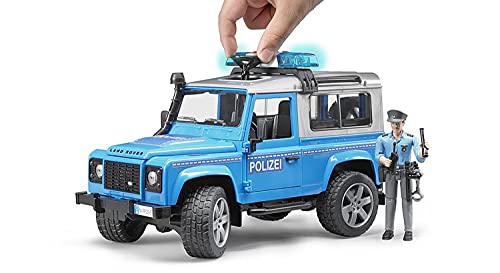 Bruder 02597 - Estación de Land Rover Defender Carro del Coche de policía con la policía y el Equipo, Azul