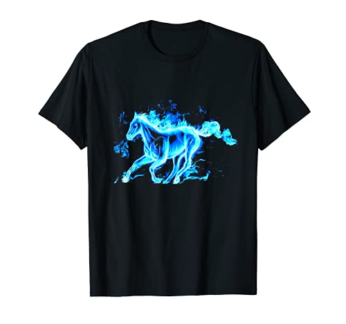 Caballo azul caballo fuego fondo arte abstracto Camiseta